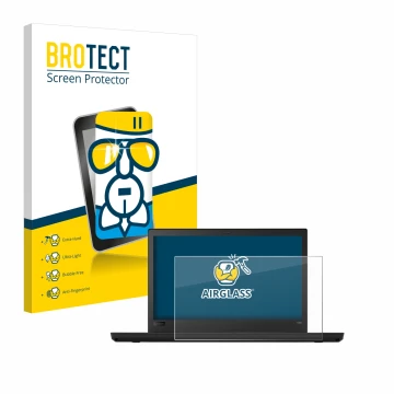 Parte frontale di una confezione del prodotto con il logo del marchio BROTECT. Accanto è raffigurato il dispositivo Lenovo Thi