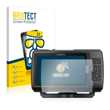 Parte frontale di una confezione del prodotto con il logo del marchio BROTECT. Accanto è raffigurato il dispositivo Garmin Str