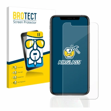 Parte frontale di una confezione del prodotto con il logo del marchio BROTECT. Accanto è raffigurato il dispositivo Apple iPho