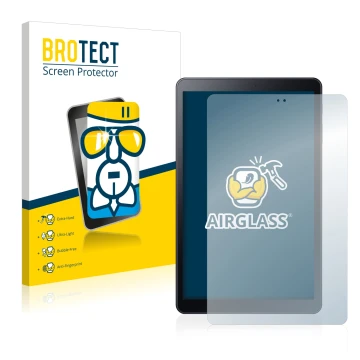 Parte frontale di una confezione del prodotto con il logo del marchio BROTECT. Accanto è raffigurato il dispositivo Samsung Ga