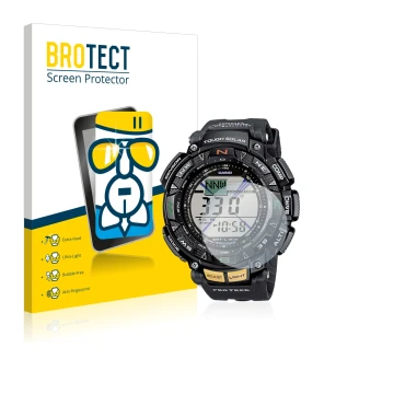 Parte frontale di una confezione del prodotto con il logo del marchio BROTECT. Accanto è raffigurato il dispositivo Casio Pro 