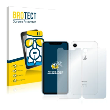 Parte frontale di una confezione del prodotto con il logo del marchio BROTECT. Accanto è raffigurato il dispositivo Apple iPho