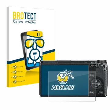 Parte frontale di una confezione del prodotto con il logo del marchio BROTECT. Accanto è raffigurato il dispositivo Ricoh GR I