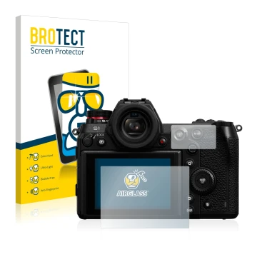 Parte frontale di una confezione del prodotto con il logo del marchio BROTECT. Accanto è raffigurato il dispositivo Panasonic 