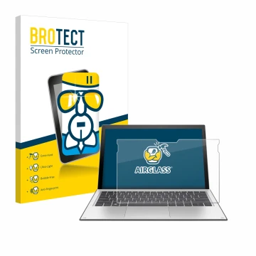 Parte frontale di una confezione del prodotto con il logo del marchio BROTECT. Accanto è raffigurato il dispositivo HP Elite x