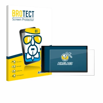 Parte frontale di una confezione del prodotto con il logo del marchio BROTECT. Accanto è raffigurato il dispositivo Garmin Dri