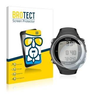 Parte frontale di una confezione del prodotto con il logo del marchio BROTECT. Accanto è raffigurato il dispositivo Suunto D4F