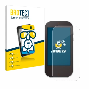 Parte frontale di una confezione del prodotto con il logo del marchio BROTECT. Accanto è raffigurato il dispositivo Garmin App