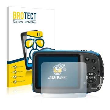 Parte frontale di una confezione del prodotto con il logo del marchio BROTECT. Accanto è raffigurato il dispositivo Fujifilm F