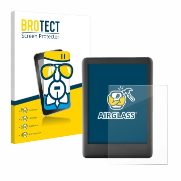 Parte frontale di una confezione del prodotto con il logo del marchio BROTECT. Accanto è raffigurato il dispositivo Amazon Kin