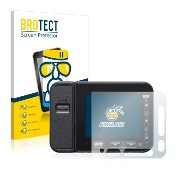 Parte frontale di una confezione del prodotto con il logo del marchio BROTECT. Accanto è raffigurato il dispositivo Sony DSC-R