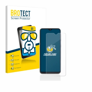 Parte frontale di una confezione del prodotto con il logo del marchio BROTECT. Accanto è raffigurato il dispositivo Samsung Ga