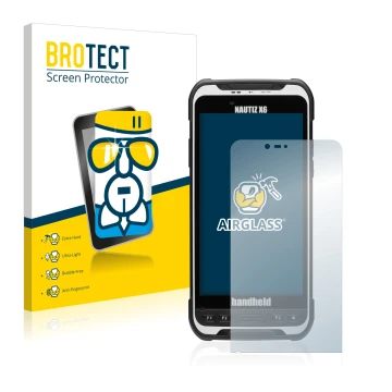 Parte frontale di una confezione del prodotto con il logo del marchio BROTECT. Accanto è raffigurato il dispositivo Handheld N