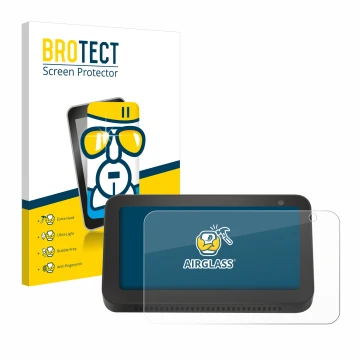 Parte frontale di una confezione del prodotto con il logo del marchio BROTECT. Accanto è raffigurato il dispositivo Amazon Ech