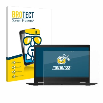 Parte frontale di una confezione del prodotto con il logo del marchio BROTECT. Accanto è raffigurato il dispositivo Lenovo Thi