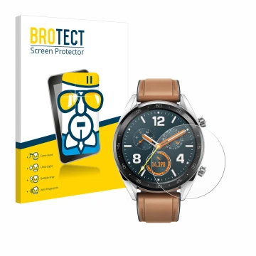 Parte frontale di una confezione del prodotto con il logo del marchio BROTECT. Accanto è raffigurato il dispositivo Huawei Wat