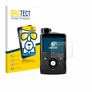 Parte frontale di una confezione del prodotto con il logo del marchio BROTECT. Accanto è raffigurato il dispositivo Medtronic 