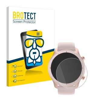Parte frontale di una confezione del prodotto con il logo del marchio BROTECT. Accanto è raffigurato il dispositivo Huami Amaz