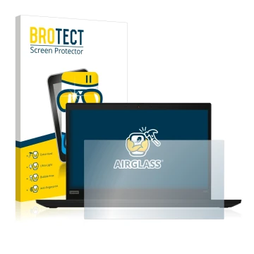 Parte frontale di una confezione del prodotto con il logo del marchio BROTECT. Accanto è raffigurato il dispositivo Lenovo Thi