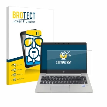 Parte frontale di una confezione del prodotto con il logo del marchio BROTECT. Accanto è raffigurato il dispositivo HP EliteBo