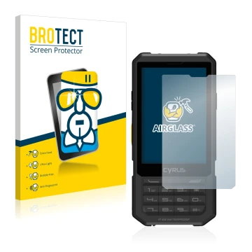 Parte frontale di una confezione del prodotto con il logo del marchio BROTECT. Accanto è raffigurato il dispositivo Cyrus CM 1