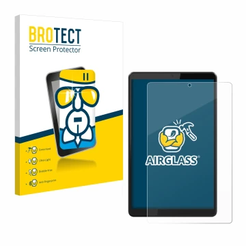 Parte frontale di una confezione del prodotto con il logo del marchio BROTECT. Accanto è raffigurato il dispositivo Lenovo Tab