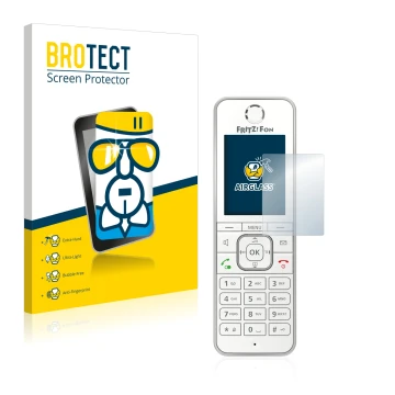 Parte frontale di una confezione del prodotto con il logo del marchio BROTECT. Accanto è raffigurato il dispositivo AVM Fritz!