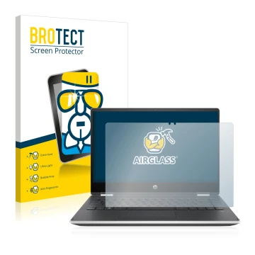 Parte frontale di una confezione del prodotto con il logo del marchio BROTECT. Accanto è raffigurato il dispositivo HP Pavilio
