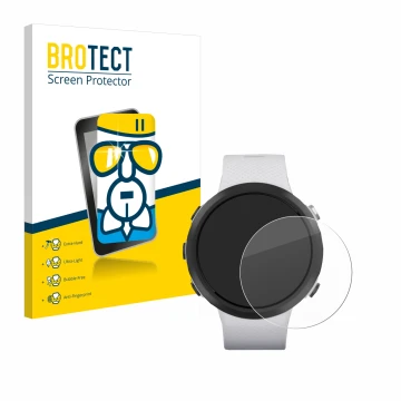 Parte frontale di una confezione del prodotto con il logo del marchio BROTECT. Accanto è raffigurato il dispositivo Garmin Swi