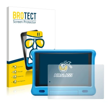 Parte frontale di una confezione del prodotto con il logo del marchio BROTECT. Accanto è raffigurato il dispositivo Amazon Fir