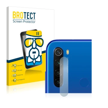 Parte frontale di una confezione del prodotto con il logo del marchio BROTECT. Accanto è raffigurato il dispositivo Xiaomi Red