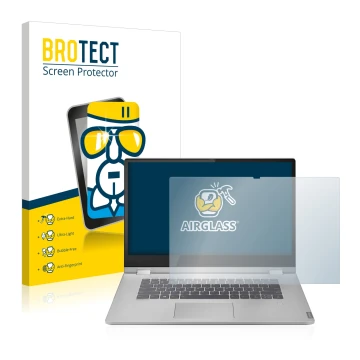 Parte frontale di una confezione del prodotto con il logo del marchio BROTECT. Accanto è raffigurato il dispositivo Lenovo Ide