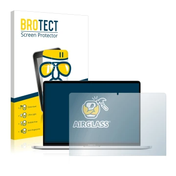 Parte frontale di una confezione del prodotto con il logo del marchio BROTECT. Accanto è raffigurato il dispositivo Apple MacB