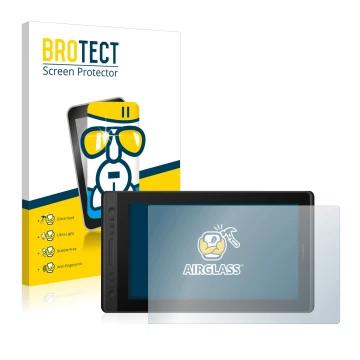 Parte frontale di una confezione del prodotto con il logo del marchio BROTECT. Accanto è raffigurato il dispositivo Huion Kamv