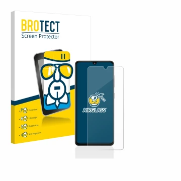 Parte frontale di una confezione del prodotto con il logo del marchio BROTECT. Accanto è raffigurato il dispositivo Samsung Ga