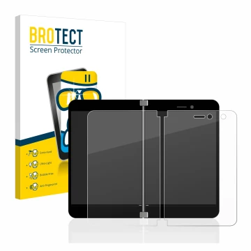 Parte frontale di una confezione del prodotto con il logo del marchio BROTECT. Accanto è raffigurato il dispositivo Microsoft 