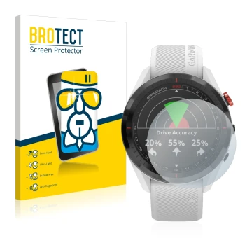 Parte frontale di una confezione del prodotto con il logo del marchio BROTECT. Accanto è raffigurato il dispositivo Garmin App