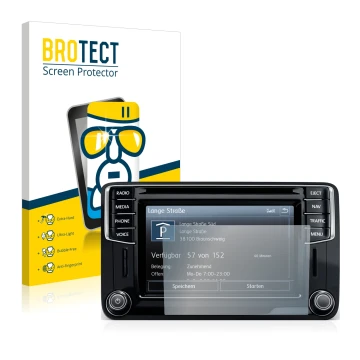 Parte frontale di una confezione del prodotto con il logo del marchio BROTECT. Accanto è raffigurato il dispositivo Volkswagen