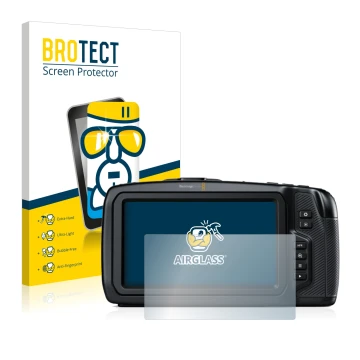 Parte frontale di una confezione del prodotto con il logo del marchio BROTECT. Accanto è raffigurato il dispositivo Blackmagic