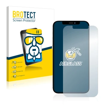 Parte frontale di una confezione del prodotto con il logo del marchio BROTECT. Accanto è raffigurato il dispositivo Apple iPho