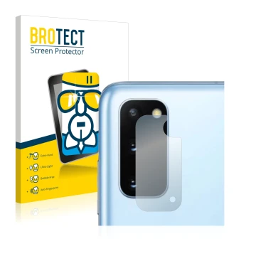 Parte frontale di una confezione del prodotto con il logo del marchio BROTECT. Accanto è raffigurato il dispositivo Samsung Ga