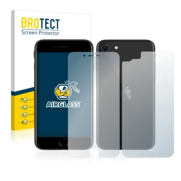 Parte frontale di una confezione del prodotto con il logo del marchio BROTECT. Accanto è raffigurato il dispositivo Apple iPho