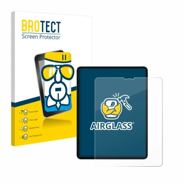 Parte frontale di una confezione del prodotto con il logo del marchio BROTECT. Accanto è raffigurato il dispositivo Apple iPad