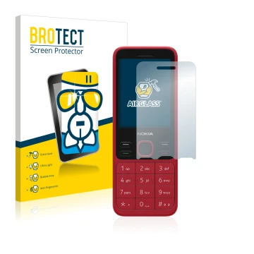 Parte frontale di una confezione del prodotto con il logo del marchio BROTECT. Accanto è raffigurato il dispositivo Nokia 150 