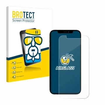 Parte frontale di una confezione del prodotto con il logo del marchio BROTECT. Accanto è raffigurato il dispositivo Apple iPho