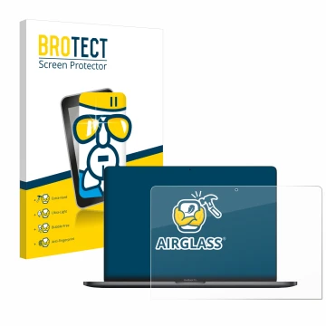 Parte frontale di una confezione del prodotto con il logo del marchio BROTECT. Accanto è raffigurato il dispositivo Apple MacB