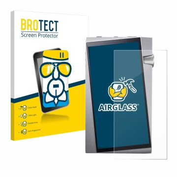 Parte frontale di una confezione del prodotto con il logo del marchio BROTECT. Accanto è raffigurato il dispositivo Astell&Ker
