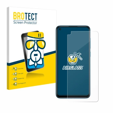 Parte frontale di una confezione del prodotto con il logo del marchio BROTECT. Accanto è raffigurato il dispositivo Xiaomi Red