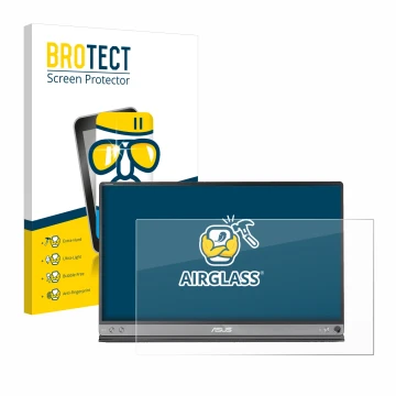 Parte frontale di una confezione del prodotto con il logo del marchio BROTECT. Accanto è raffigurato il dispositivo ASUS ZenSc