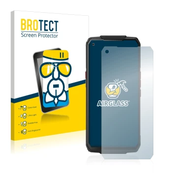 Parte frontale di una confezione del prodotto con il logo del marchio BROTECT. Accanto è raffigurato il dispositivo Oukitel WP
